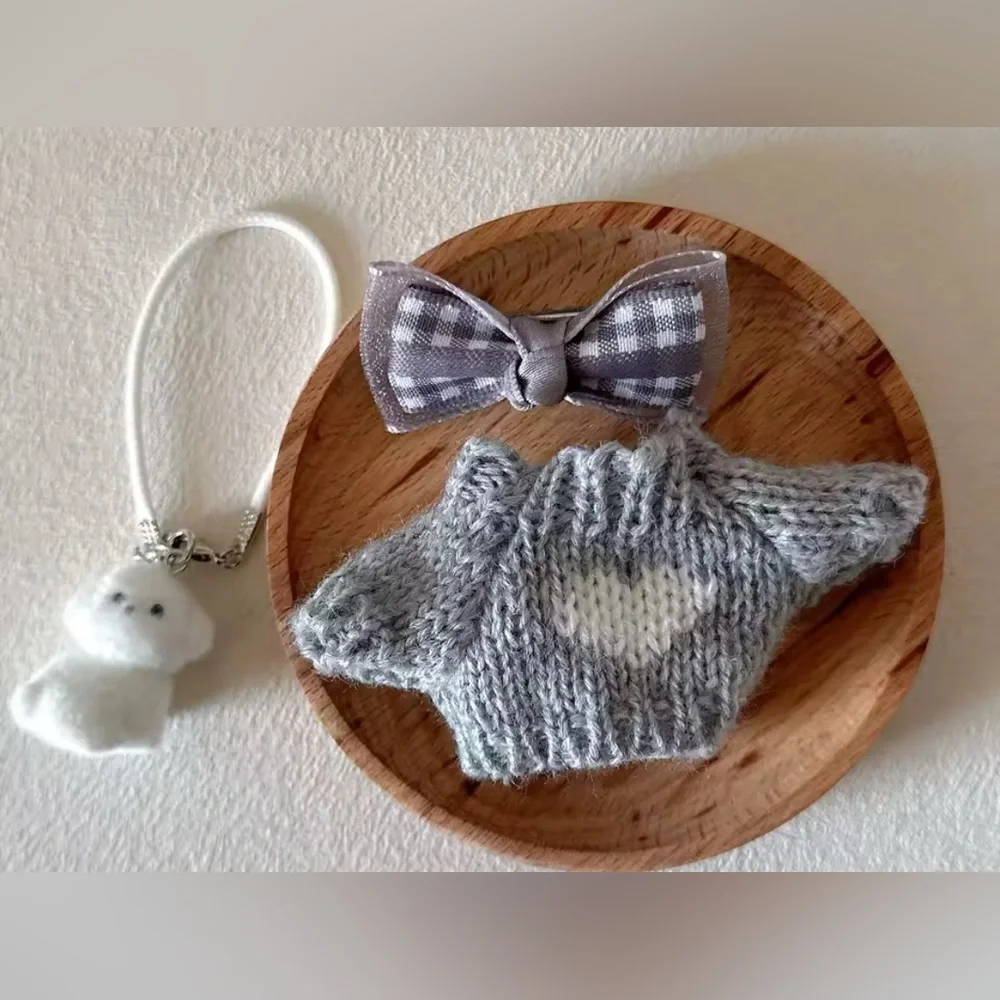 Gray Knitted Labubu  Accessory Set NWT